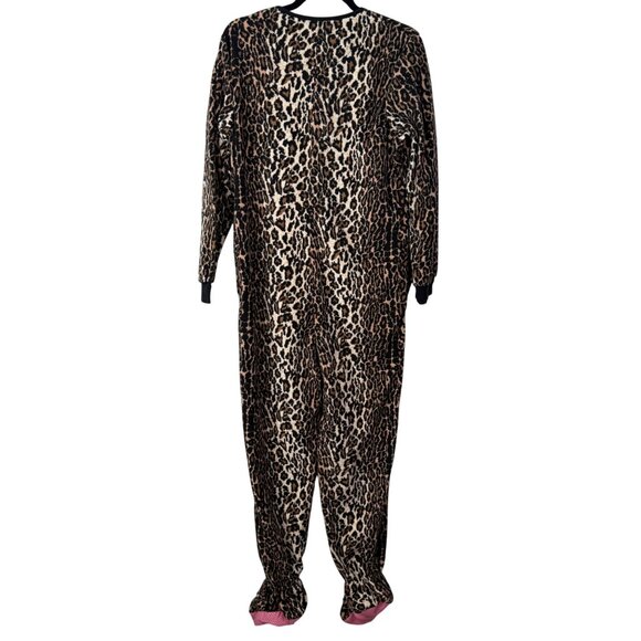 Nick & Nora Sleep Onesie Leopard Print Fleece Footed Size Small - Picture 3 of 7